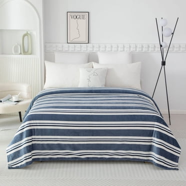 Mainstays Plush Blanket Blue Stripe T