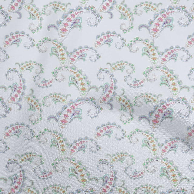 oneOone Georgette Viscose Light Blue Fabric Asian Paisley Sewing Craft Projects Fabric Prints By Yard 42 Inch Wide