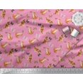 thumbnail image 3 of Soimoi Pink Rayon Fabric Insect & Cat Animal Print Fabric by The Yard 56 Inch Wide, 3 of 3