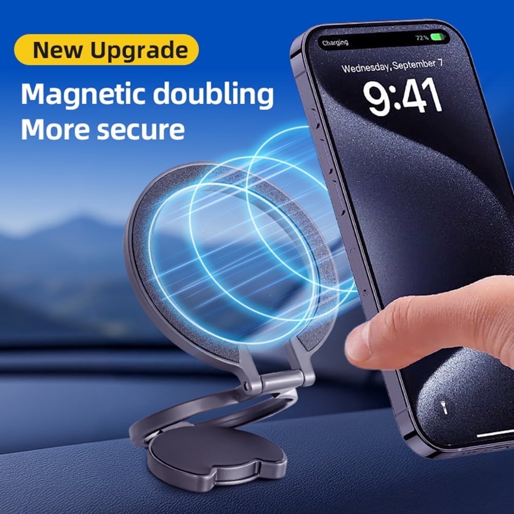 WODOXIN Magnetic Car Phone Mount, Adjustable Dashboard Phone Holder with Secure Magnet, Black