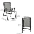 thumbnail image 3 of Outsunny Ensemble de 2 Chaises de Patio Pliantes, Chaises de Camping d'Extérieur, Gris, 3 of 10