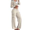 thumbnail image 1 of Timegard 2 Piece Sets for Women Long Sleeve V-Neck Button Cardigan Elastic Waist Cargo Pants Fall Trend Outfits, 1 of 7
