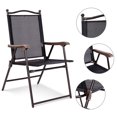 thumbnail image 4 of Patiojoy 2-Piece Folding Outdoor Patio Chair Sling Back Camping Chair with Armrest & Pillow Black, 4 of 10