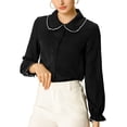 thumbnail image 2 of INSPIRE CHIC Women's Sweet Ruffle Peter Pan Collar Button Up Work Shirts, 2 of 6