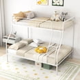 thumbnail image 2 of Costway Twin over Full Metal Bunk Bed with Inclined Ladder Safety Guardrail, Slat Support White, 2 of 9