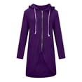 thumbnail image 1 of Pisexur Shacket Jacket Women Solid Color Hoodie Zipper Long Sleeve Sweatshirt Irregular Hem Long Coat Top With Pockets Pocketed Shirts Fall Jacket Shackets, 1 of 8
