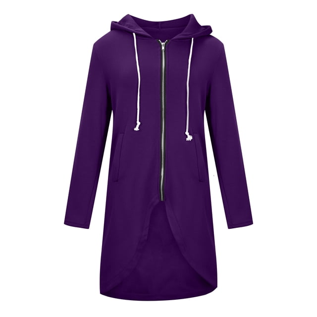 Pisexur Shacket Jacket Women Solid Color Hoodie Zipper Long Sleeve Sweatshirt Irregular Hem Long Coat Top With Pockets Pocketed Shirts Fall Jacket Shackets