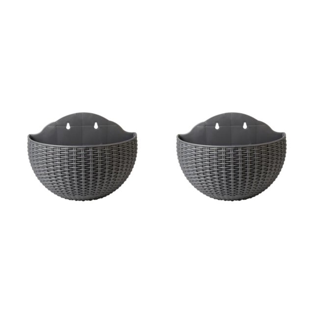 Youkk Easy To Install Double-layer Plastic Flowerpot For Walls Drainage Flower Pot Grey 2Set