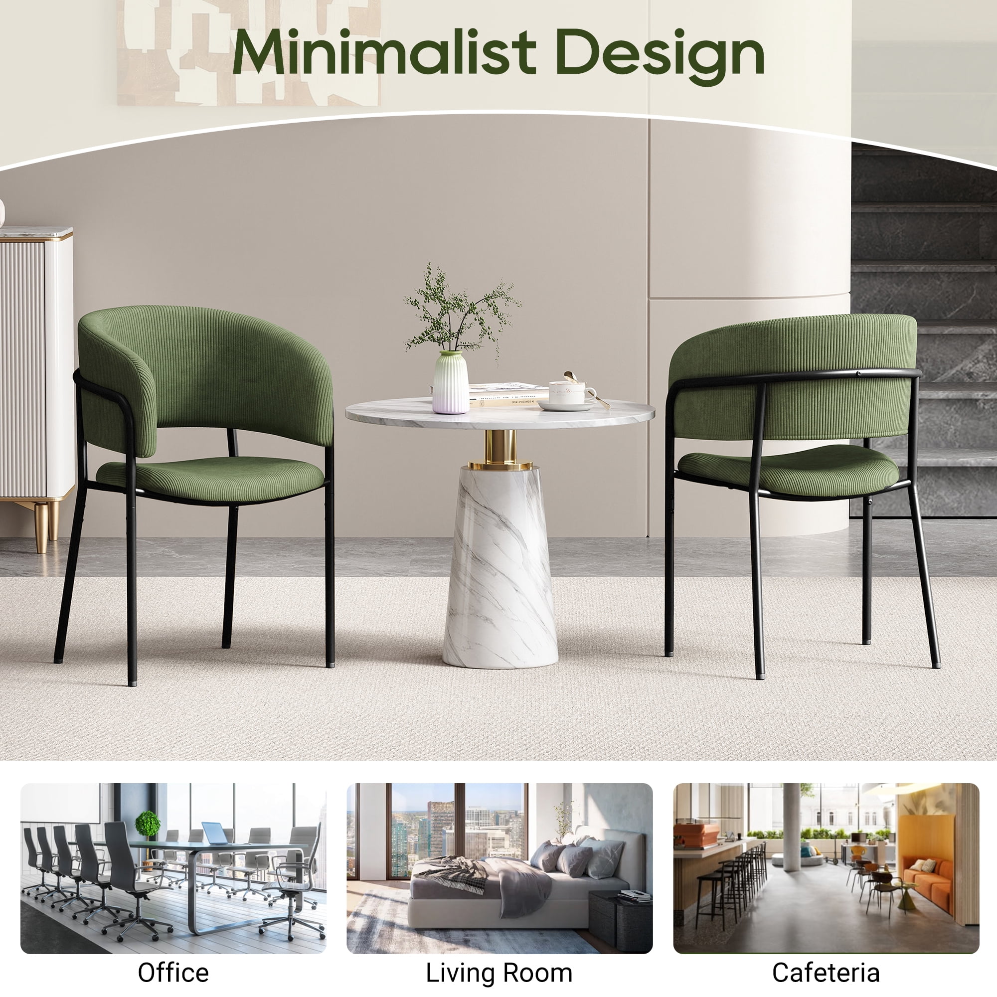 Ensemble de 4 chaises d'appoint modernes Noble House HORIZON avec pattes inclinées et pieds réglables (vert)