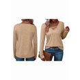 thumbnail image 3 of T-Shirt Blouse Décontracté pour Femmes à Manches Longues, Col en V, Mode, Confortable, Extensible, Couleur Unie, Jaune, TG, 3 of 6