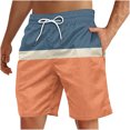 thumbnail image 1 of Plebaso Men's Beach Shorts Color Block Drawstring Casual Shorts Trendy Summer Vacation Shorts for Men, 1 of 4