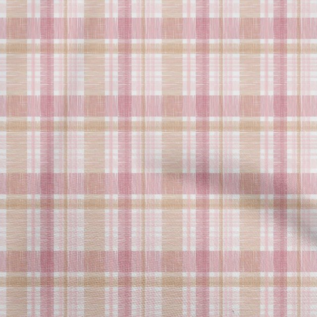 oneOone Viscose Jersey Light Pink Fabric Check Brush Stroke Sewing Craft Projects Fabric Prints By Yard 60 Inch Wide