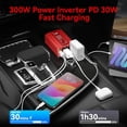 thumbnail image 3 of BESTEK 300W Car Power Inverter with 30W PD USB C and QC3.0 Quick Charging, DC 12V to 110V AC Car Plug Adapter Outlet Converter Multi-Protection Car Charger Power Inverter for Laptop Computer, 3 of 7