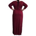 thumbnail image 4 of UKAP Ladies Dress Crew Neck Maxi Dresses Solid Color Swing Party Wine Red XS, 4 of 8