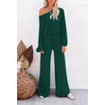 thumbnail image 4 of ORUYROP Ensemble de Pull 2 Pcs pour Femmes Haut Court à Manches Longues et Pantalon Large, 4 of 7