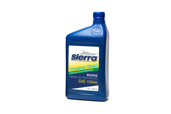 Sierra Marine Oil 18-9554-2 Marine Series; SAE 15W-40; Premium Blend 4-Stroke Engine Oi; 1 Quart Bottle; Single