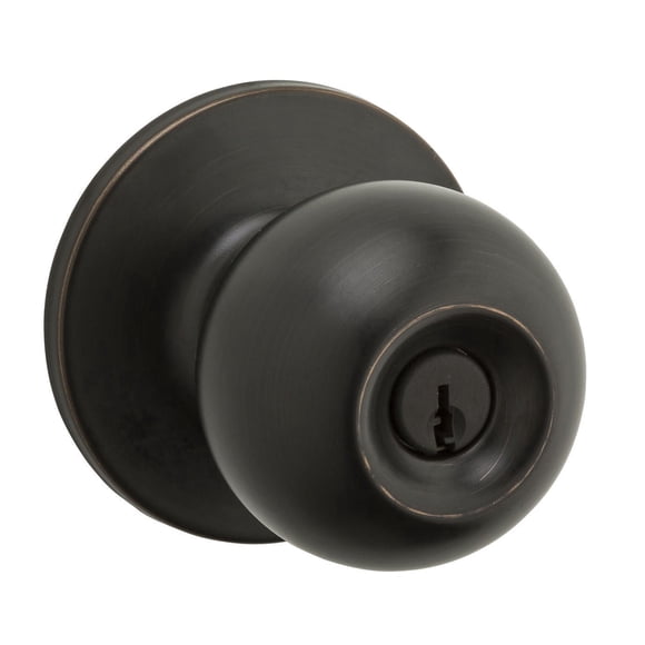 Weiser Safe Lock Regina Venetian Bronze Exterior Door Knob/Entry Door Handle with Key