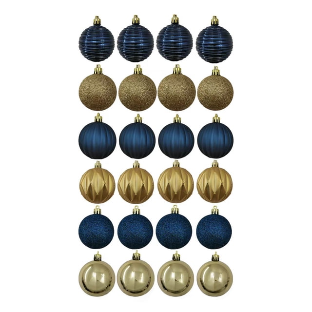 Décorations incassables Holiday Time, 24 unités, bleu/or
