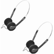 2 Pcs Retro On Ear Headphones, Wired Stereo Headphones, Lightweight Portable Headphone with Adjustable Headband, Cassette Player, Over-Ear (Black)