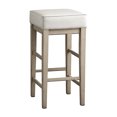 thumbnail image 2 of Lexicon 29 Inch Pub Height Wooden Bar Stool Leather Seat Barstool, White, 2 of 3