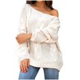 thumbnail image 2 of EGNMCR Womens Sweaters Fashion Solid Color Plus-Size Loose Round Neck Pullover, Gifts for Women, 2 of 6