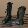 thumbnail image 4 of LOVZFMLL Bottes pour Femmes Mi-Mollet Bottes d'Hiver à Lacets Bout Rond Sangles Ajustables Talon Plat Mode Automne Hiver Bottes Chaussures, 4 of 7