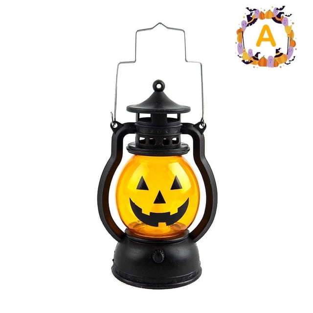Pumpkin Skull LED Pony Oil Lantern Halloween Decor Prop Creative Bar Party Light