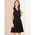 thumbnail image 3 of INSPIRE CHIC Robe Midi d'Été Unie Sans Manches à Col en V pour Femme, Boutonnée devant, Taille à Nouer, Noire, G, 3 of 6