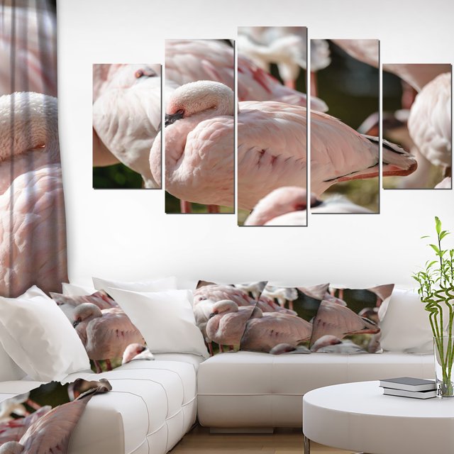 Pat of Flamingos Gros Plan - Impression d'Art Abstrait sur Toile