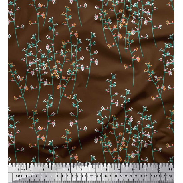 Soimoi Poly Georgette Fabric Artistic Floral Print Fabric by The Yard 52 Inch Wide