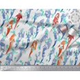 thumbnail image 2 of Soimoi White Moss Georgette Fabric Fish Ocean Printed Fabric 1 Yard 42 Inch Wide, 2 of 2