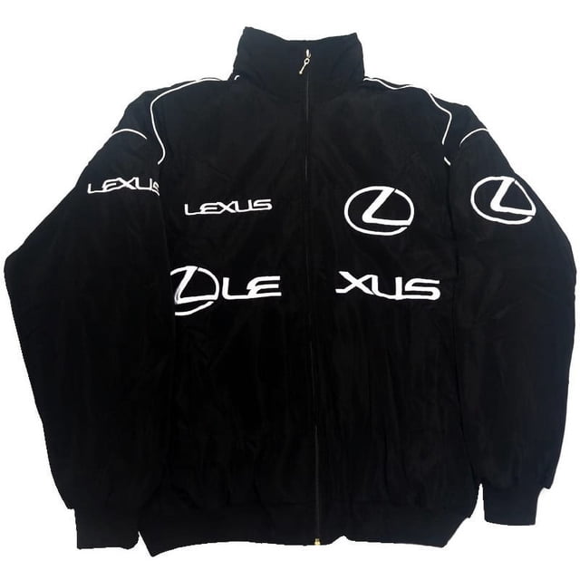 Veste de Course F1 Tous Styles Combinaison de Course Brodée Veste de Moto F1 Team Style 23 par WEVALLEY. la Veste Présente une base Noire avec une Marque Lexus Brodée Blanche sur la Poitrine, les Manches et le Dos. Elle a un Col Montant, une Fermeture Éclair Complète à l'Avant et des Poignets Élastiques pour un Ajustement Sécuritaire. Conçue pour les Passionnés de Moto, Elle Allie Style et Fonctionnalité.
