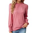 thumbnail image 1 of Mrat Chemise à Col Rond Profond pour Femme avec Blouse Intégrée Hauts Tuniques pour Femmes Vintage Sweat Hauts et Blouses d'Été pour Dames Rose m, 1 of 4