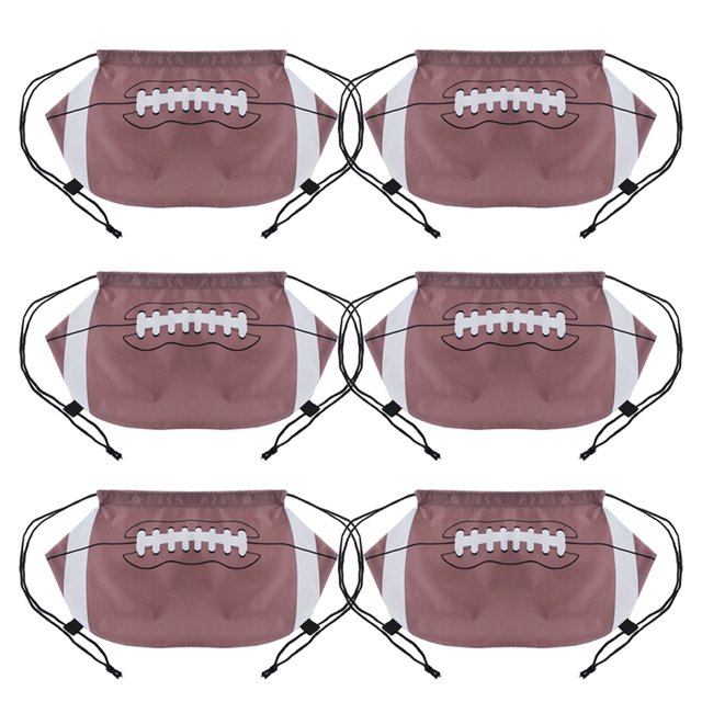 Muka 6 Pcs Sac à Dos Football Américain Rugby Polyester 210D avec Cordon de Serrage, 12"H x 20 1/2"W