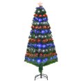 thumbnail image 1 of HOMCOM 5FT Pre-lit Artificial Christmas Tree with LED Lights and Fiber Optics, Xmas Holiday Decoration, Green, 1 of 10