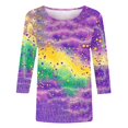 thumbnail image 4 of Penkiiy Blouse Carnaval Manches 3/4 Chemise de Printemps Quotidienne Tee Imprimé Masque Blouse Mardi Gras Col Rond 2024 Tee Tunique Habillée m Multicolore, 4 of 5