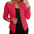 thumbnail image 4 of IMENGL Fall long sleeve notch collar cropped cardigan coat brown, Red 3XL, Size M-5XL, 4 of 7