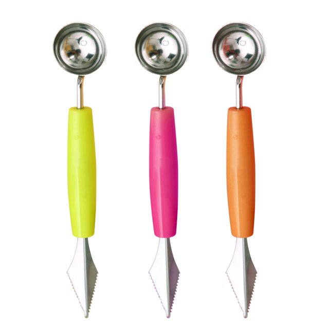 CAROOTU 3Pcs Multifonctions Coupe-Gravure en Acier Inoxydable Melon Baller Scoop Cuisine Fournitures