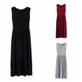 thumbnail image 3 of CNKOO Robes Longues Plissées Unies pour Femmes Débardeur Été Élégantes Décontractées en Modal, 3 of 5
