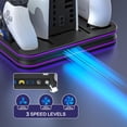 thumbnail image 3 of PS5 Slim Bracket And Cooling Station, With RGB LED Controller, Charging Station For PlayStation 5, PS5 Controller Charger For Dual Sensing And Edge Controller, PS5/PS5 Slim Accessory Cooling, 3 of 8