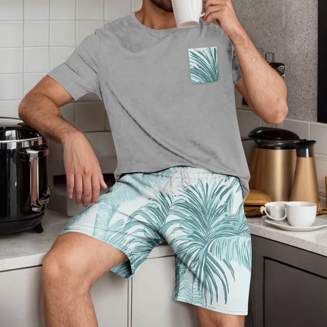 Weiqiqre T-Shirt Décontracté pour Homme à Manches Courtes Coupe Régulière Col Ras du Cou T-Shirt d'Été Hauts Graphiques et Ensemble de Shorts