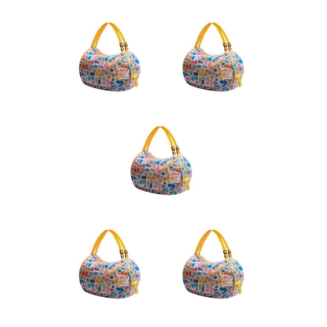 Baohd Sac Imperméable pour Aventures de Voyage Sac de Courses Réutilisable pour Voyage Carreaux Jaunes 5Set