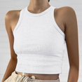thumbnail image 2 of Hauts Courts Unis Débardeur pour Femme Couleur Sans Manches Col Rond Blouse pour Femme, 2 of 5