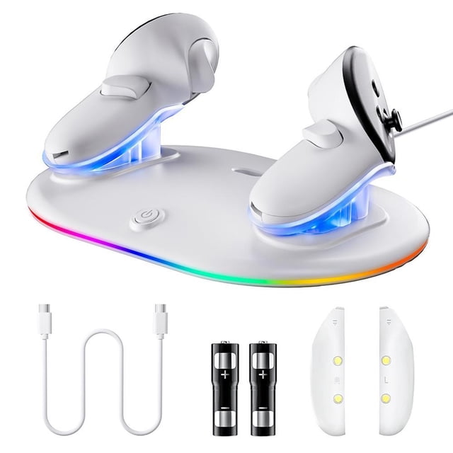 Compatible avec Meta Quest 2/3/3s Station de Recharge pour Manettes VR pour Manettes de Jeu - Station de Recharge Rapide avec Indicateur DEL
