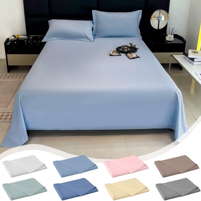 Sentmoon Bed Sheets Solid Color Ease Skin Friendly Machine Washable Sheets Comfortable Bed Sheet Breathable Twin Sheet Dormitory Bed Sheet Bed Sheets Bedding Flat Sheet Twin Flat Sheet