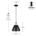 thumbnail image 2 of 1-Light Matte Black Pendant Light with Faux Leather Strap Detail, 2 of 7