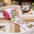 thumbnail image 2 of TopLLC Christmas Ribbon Wired 5.5 Yards 2.5 inch Red Green Candy Peppermint Burlap Wired Edge Ribbon, Glitter Christmas Tree Decorative Ribbon Christmas Decorations for Gift Wrapping Craft Bow Wreath, 2 of 9