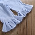thumbnail image 4 of UK Kids Baby Girl Summer Clothes Stripe Ruffle Tops Flared Pants 2PCS Outfit Set Blue 1-2 Years, 4 of 6
