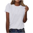 thumbnail image 2 of Weiqiqre Hauts pour Femmes Tendance Col Rond T-Shirt Basique - Hauts Mode Été Printemps - T-Shirts Surdimensionnés pour Femmes, 2 of 4