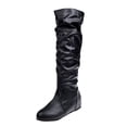 thumbnail image 2 of DPTALR Women's Winter Solid Color Long Boots Flat Heels Round-Toe Knee High Boot, 2 of 5